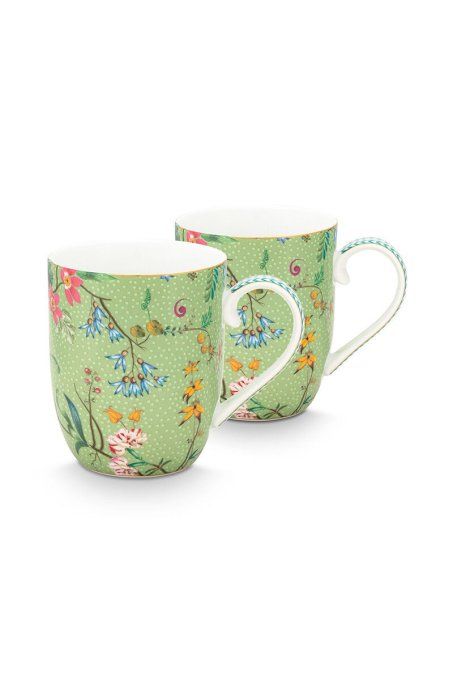 Coffret 2 petits mugs Jolie fleurs vert - Pip Studio