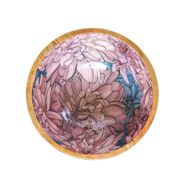 SALADIER BOIS DE MANGUIER Chrysantemum Pink - By Room